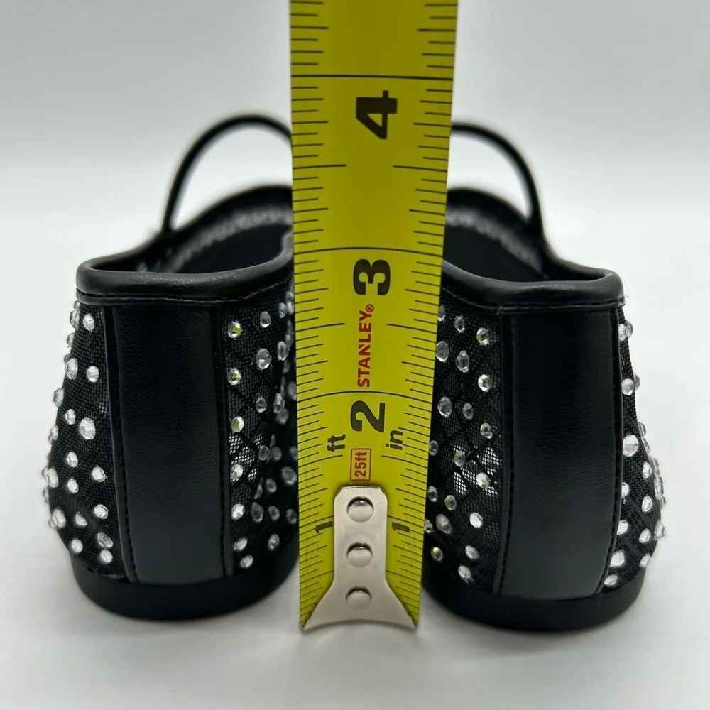 Madden NYC Black Mesh Rhinestone Mary Jane Flats | Size 6 | Vegan | New in Box - Picture 7 of 11